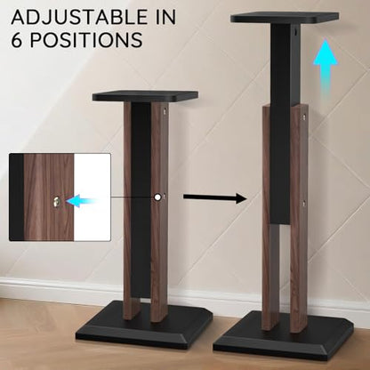 Wood Speaker Stands Pair, 25'' to 34'' Height Adjustable Speaker Stands - color: Wood, size: 25''to 34''