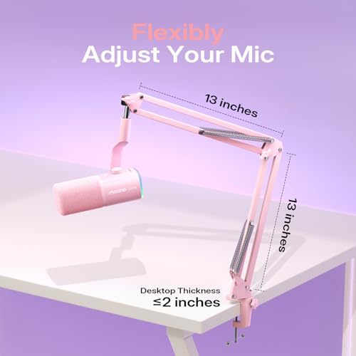 MAONO PD100W Wireless Dynamic Gaming Microphone for PC with USB-C Receiver - color: Pink