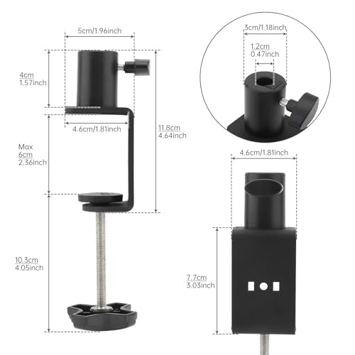 Heavy-Duty Metal Table Mount Clamp, Desk Table Mount C Clamp Replacement, C-Clamp Base Stand Mounting Accessory for Microphone Stand Mic Boom Scissor Arm