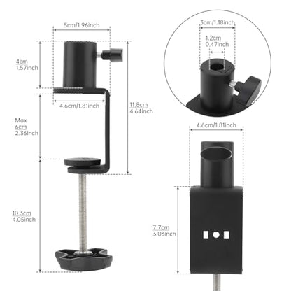 Heavy-Duty Metal Table Mount Clamp, Desk Table Mount C Clamp Replacement, C-Clamp Base Stand Mounting Accessory for Microphone Stand Mic Boom Scissor Arm