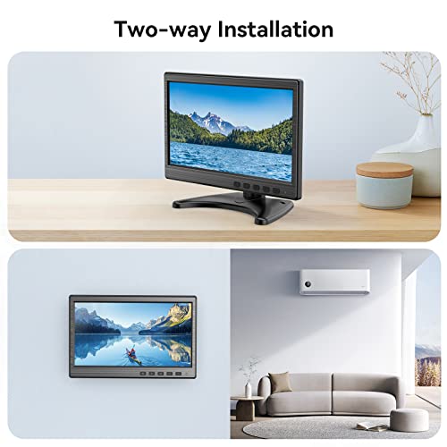 10.1-Inch Security Monitor with HDMI VGA BNC AV Inputs | 1024×600 LCD Display, Built-in Speakers, VESA 75×75mm, 24/7 Operation, Compatible with DVR, NVR, CCTV, PC