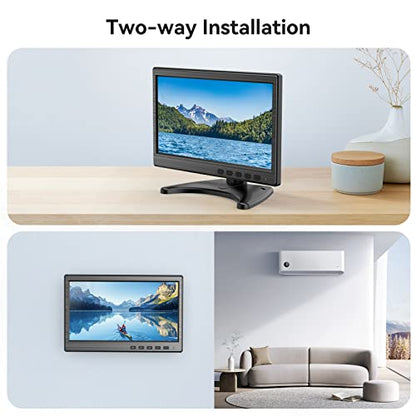 10.1-Inch Security Monitor with HDMI VGA BNC AV Inputs | 1024×600 LCD Display, Built-in Speakers, VESA 75×75mm, 24/7 Operation, Compatible with DVR, NVR, CCTV, PC