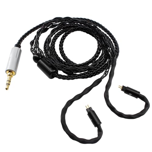 Youkamoo 0.78mm 2 Pin IEM Cable 3.5mm Silver Plated Copper Earphone Upgrade Cord Compatible with KZ BL03 TRN V90 V80 ZS10 AS10 ZST 2m 6.5ft (Black) - color: Black