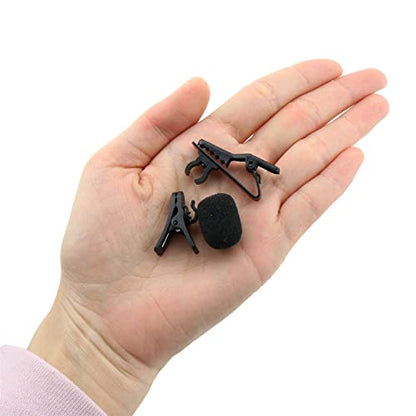 Lapel Mic Clips Sponge Cover Kit E-outstanding 6 Sets Lavalier Microphone Metal Tie Clips, 22x15x6mm Lapel Mic Windscreen Foam Covers and Lav Mic Plastic Wire Clips Black