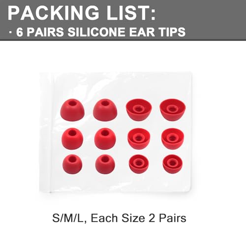 6 Pairs Replacement Silicone Ear Tips Compatible with Beats Studio Buds/Fit Pro/Studio Buds +, Silicone Earbuds Eartips Buds Cover Set for Beat Studio Buds (Red Without Pen) - color: Red without Pen