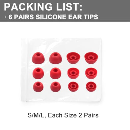 6 Pairs Replacement Silicone Ear Tips Compatible with Beats Studio Buds/Fit Pro/Studio Buds +, Silicone Earbuds Eartips Buds Cover Set for Beat Studio Buds (Red Without Pen) - color: Red without Pen