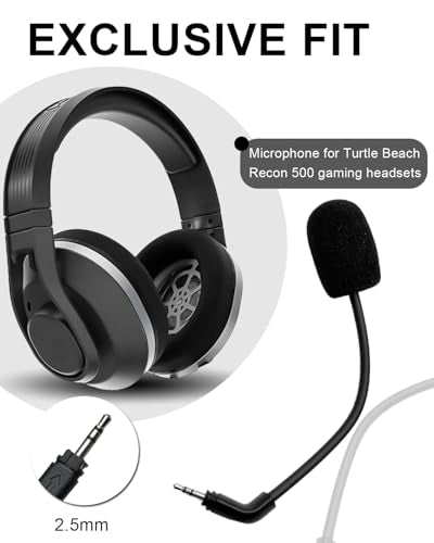 Replacement Microphone for Turtle Beach Recon 500 Gaming Headsets Noise Cancelling Crystal Clear Voice Boom Mic for Switch PS5 PS4 Mac PC Computer, 2.5 mm Jack