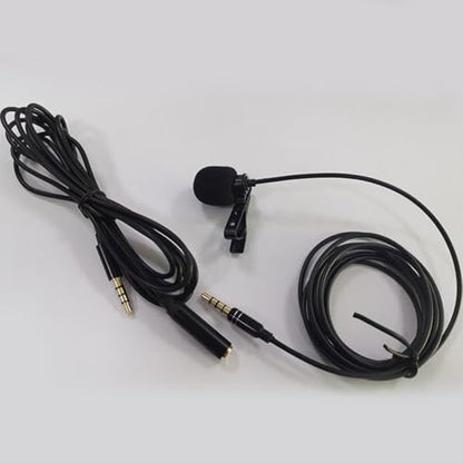 Lapel Clip Microphone Kit with Clip-On Mic, 2M Long Wire Recording Microphone Set, ABS Plastic Collar Lavalier Mic for Interview and Hands-Free Use with PU Leather Pouch and 3.5Mm