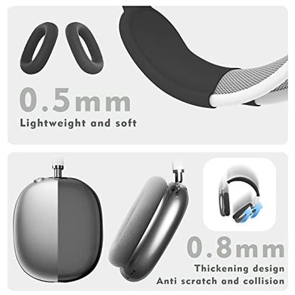 for AirPods Max case Cover,Anti-Scratch Ear Pad Case Cover/Ear Cups Cover/Headband Cover for AirPods Max. Clear Soft TPU and Silicone,Skin Scratch Proof. - color: 3PC-Black