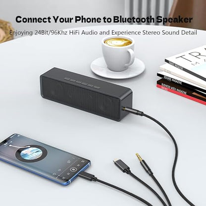3 in 1 Aux Audio Cord for iPhone [Apple Mfi Certified], USB C to 3.5mm Aux, Lightning to 3.5mm Aux Cable Fit with iPhone 16 15 14, Pixel 9 8 7, Galaxy S24 S23, iPad/MacBook Pro to Car Stereo 4FT
