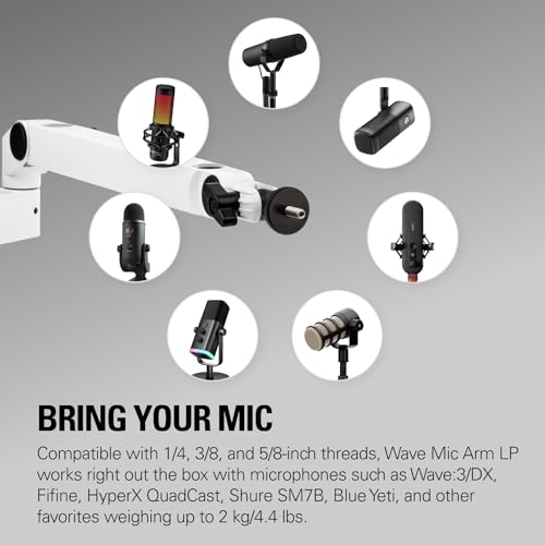 Elgato Wave Mic Arm LP White, Low Profile Boom Arm - style: Low Profile White