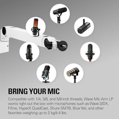 Elgato Wave Mic Arm LP White, Low Profile Boom Arm - style: Low Profile White