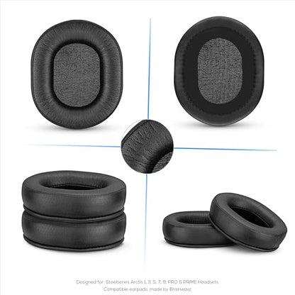 Brainwavz Replacement Earpads for SteelSeries Arctis 1, 3, 5, 7, 9X, Pro & Prime Headset, Memory Foam & PU Leather (Black) - color: Black
