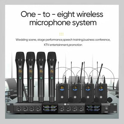 W IN-MIX UHF Wireless Microphones System with 4 Cordless Handheld and 4 Headset/Lavalier Lapel Mics, Bodypack Transmitter, Receiver, 165ft Range for Singing Karaoke Church Party - style: 4 bodypack and 4 handheld