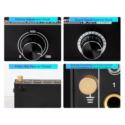 Stereo Audio Selector er, 6 in 1 Out Stereo Audio