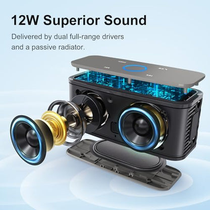 DOSS SoundBox Touch Wireless Bluetooth Speaker-12W HD Sound with Rich Bass | Portable & Small Design, IPX5 Waterproof, 20H Playtime, Handsfree, House, Office Desktop, Bedroom, Indoor Use, Gray - color: Gray