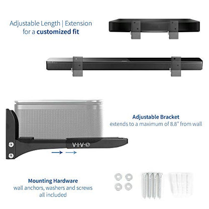 VIVO Steel Universal Dual Soundbar Wall Mount L Brackets, Adjustable Extending Speaker Arm Holders, Black, Mount-SPSB4