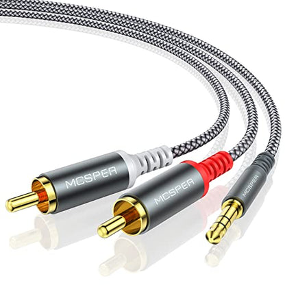MCSPER RCA to 3.5mm AUX Cable, (6.6 Feet) 3.5 mm 1/8 to RCA 2-Male Headphone Jack Adapter Splitter Premium Stereo Audio Cord for Connects a Smartphone, Tablet, HDTV - size: 1-PACK