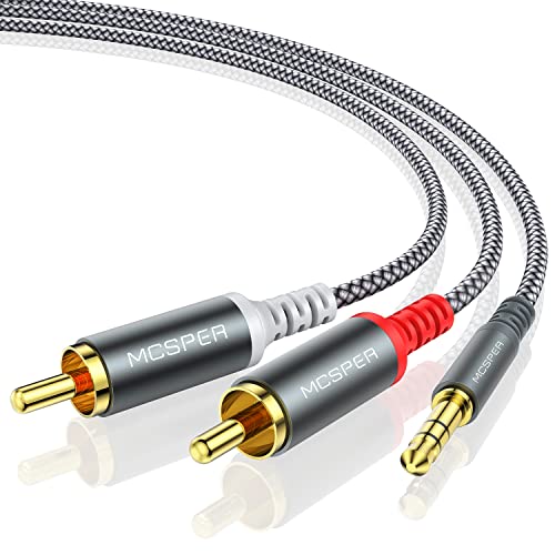MCSPER RCA to 3.5mm AUX Cable, (6.6 Feet) 3.5 mm 1/8 to RCA 2-Male Headphone Jack Adapter Splitter Premium Stereo Audio Cord for Connects a Smartphone, Tablet, HDTV - size: 1-PACK
