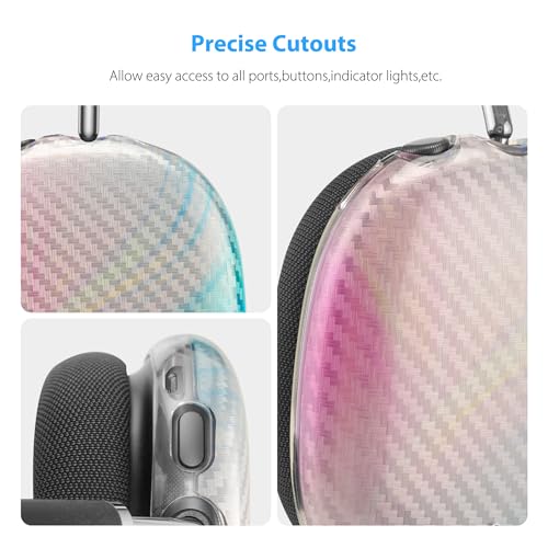 Carbon Fiber Texture Case Cover for AirPods Max Headphone, TPU Anti-Scratch Ear Cup Cover, Protective Skin Accessories for Apple AirPods Max(2024/2020) - Silver - color: Silver