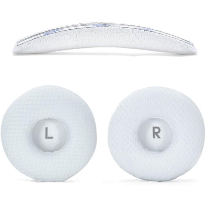 Defean Replacement Cushions Kit 2 IN1 Mesh Fabric Ear Pads + Headband Compatible with JBL Tune 600(T600BTNC 600BTNC)/660(T660NC 660NC)/670(T670NC 670NC) Headphones (White) - color: White