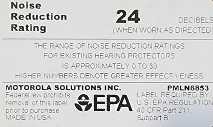 PMLN6853A Motorola OEM, Behind Ear Headset Boom Mic, Noise Canceling, 24dB Noise Reduction, Push-to-Talk Button, APX Radio Compatible, Heavy-Duty, Industrial Use, Black