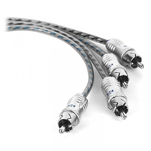NVX® XIX2M Oxygen Free Copper 1 Female to 2 Male Y-Adapter Double Twisted Pair X-Series Car Audio RCA Audio Cable with Shielded Noise Reduction and Split-tip Silver-Plated Machined Ends (2-Pack) | Oxygen Free Copper Double Twisted Pair X-Series with Shiel