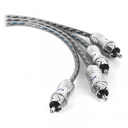 NVX® XIX2M Oxygen Free Copper 1 Female to 2 Male Y-Adapter Double Twisted Pair X-Series Car Audio RCA Audio Cable with Shielded Noise Reduction and Split-tip Silver-Plated Machined Ends (2-Pack) | Oxygen Free Copper Double Twisted Pair X-Series with Shiel