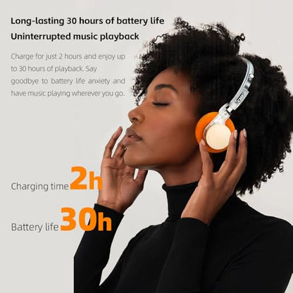 FiiO EH11 Retro On-Ear Bluetooth Headphones, LDAC Hi-Res Wireless, Lightweight 92g, 30H Playtime, Dual Device Connection, App EQ & Gaming Mode, Built-in Mic, Off-White - color: Off-white