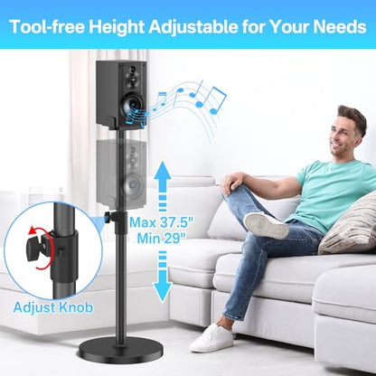 Heavy-Duty Speaker Stands Pair for Sony Speaker Stands SS-CS5/SS-CS5M2/SS-CS8/SA-Z9R with Soundbar Mounts, Adjustable Dual Side Fits for 5–11" Surround Sound Speakers WR Cable Management