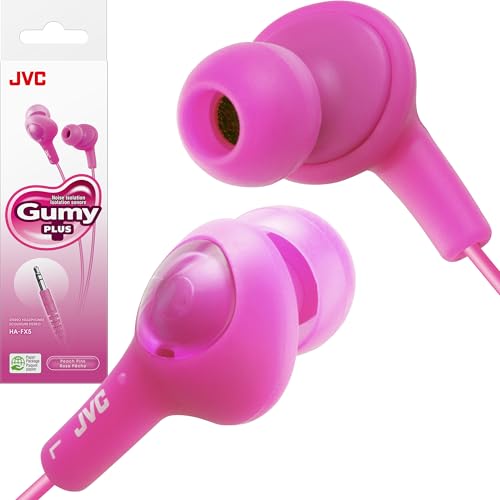 JVC HAFX5P Gumy Plus Inner Ear Headphones (Pink) - color: Peach Pink, size: One Size