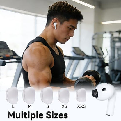 Lukvcoe 4 Pairs Silicone Replacement Ear Tips for AirPods Pro 3 (2025), M Size Earbud Tips with Cleaner Pen & Storage Box, Compatible with AirPods Pro 3rd Gen - (White/M) - size: White/M
