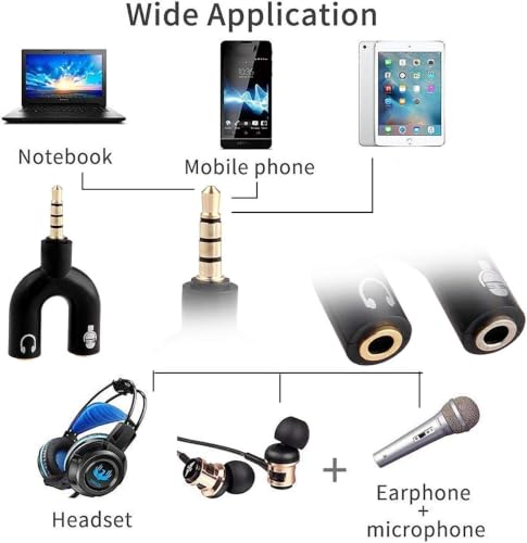SaiTech IT 5 Pack 3.5mm Audio Jack to Headphone Microphone Splitter Converter Adaptor (Specially Design for Mobile and Tablet Only)