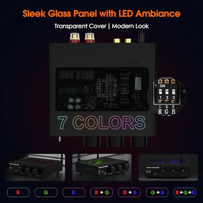Douk Audio 2 Channel Bluetooth Amp: HiFi Stereo Amplifier | 300W×2 TPA3255 | Class D PFFB | Bass Treble Control | Headphone Out for Home Theater, Bookshelf Speakers (48V PSU)