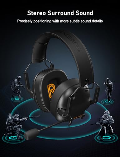 SENZER SG500 Gaming Headset with Noise Cancelling Microphone Black | Surround Sound Wired Gaming Headset Memory Foam Padding - Portable Foldable Headphones for PC, PS4, PS5, Xbox One, Switch - color: Black