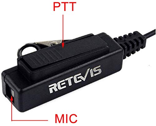 Retevis Walkie Talkie Earpiece with Mic, for Retevis RT22/RT21/H777/RT68 | Acoustic Tube, 2 Pin, Compatible with Pxton, Baofeng, Kenwood Walkie Talkies, Two Way Radio Headset with Big PTT Clip(1 Pack)