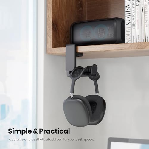 EURPMASK 3-in-1 Rotating Headphone Stand w/2 Detachable Controller Holders | Adjustable Clamp-on Headset Holder Hanger,Swivel,Gaming Headset Hanger,Cable Organizer,Father's Day Birthday Christmas Gift - color: Gaming Combo Black