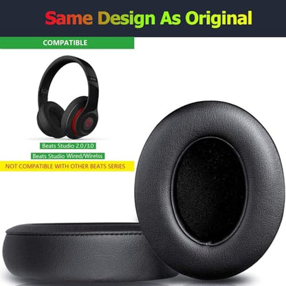 Beats Studio 3 Ear Pads, BUTIAO Replacement Protein Leather Earpads Memory Foam Ear Cushion Cups Repair Parts for Beats Studio 3 Studio 2 Wireless Wired Headphones by Dr.Dre (Black) - color: Black