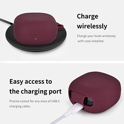 AIRSPO Silicone Case Compatible with Samsung Galaxy Buds 2 Pro/Galaxy Buds2/ Galaxy Buds Pro/Galaxy Buds Live Case (Burgundy) - color: Burgundy