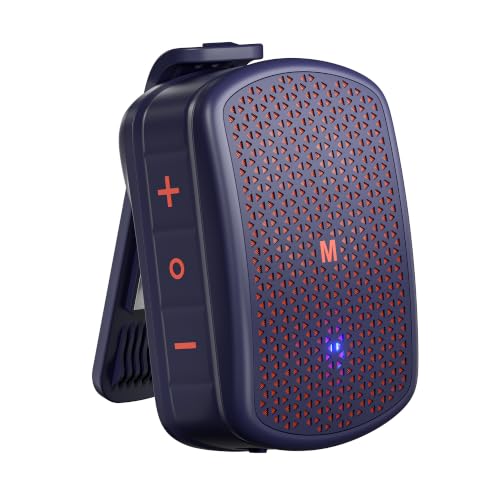 M1 Clip-on Speaker, Magnetic + IPX7 Waterproof + TWS (Blue) | Portable Wearable Mini Small Bluetooth Speaker for Construction Job Site, Golf Cart, Truck Drivers, Shirt Clip-on - color: Blue