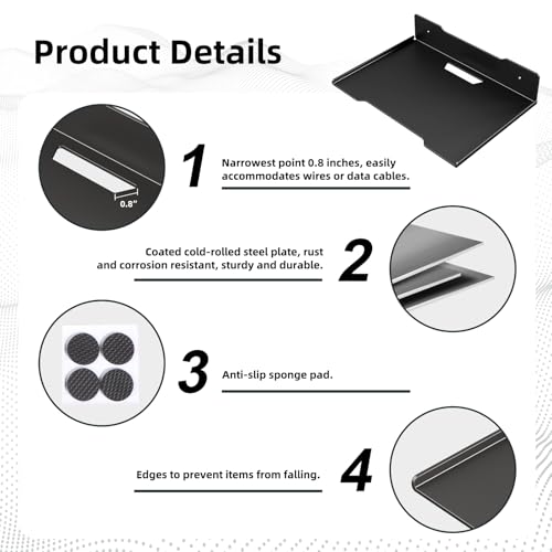 Heavy Duty Steel Floating Shelves, Wall Mounted Shelves for Mini Speaker,Mini Cable Box, Space-Saving Storage Shelf for Living Room, Bedroom & Office (1PCS 5.7" x 4.72") - size: 1PCS 5.7" x 4.72"