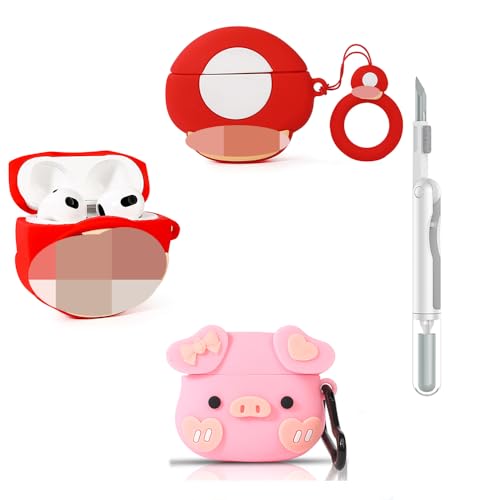 (3Pack+Cleaner Pen) XMBYGY Case for AirPods 3rd Generation Earbuds with Cleaning Pen Kit, Cute Cartoon Skin Design Silicone Charging Case Protective Covers for AirPods 3 - color: AM+MR+MH