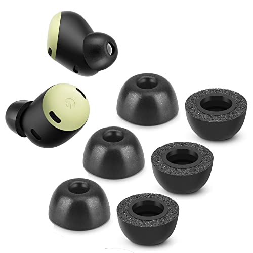 Memory Foam Tips for Google Pixel Buds Pro, Anti-Slip Replacement Ear Tips for Google True Wireless Earphones，Fit in The Charging Case, Perfect Noise Cancellation, 3 Pairs (Large, Black) - size: Large