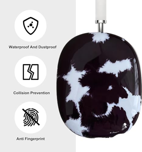 Case Compatible with AirPods Max Headphones, Soft TPU Cute Cow Pattern Anti-Scratch Protective Ear Cup Covers Headphone Cases for Woman Kids - color: cow
