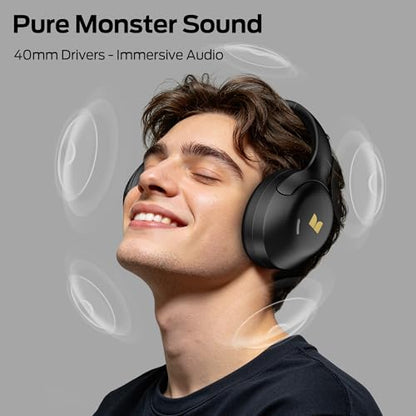 Monster Harmonic N22 ANC Active Noise Cancelling Headphones, Bluetooth Headphones Over Ear, 60H Playtime, HiFi Stereo Audio, Deep Bass, Buil Black | Over Ear with 3 EQ Modes, 110H Playtime, HiFi Stereo Audio, Bluetooth 6.0, Wireless Headphones for Work Tr