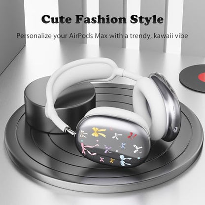 for AirPods Max Headphones Ribbon Bow Ear Covers for AirPods Max 2 | Cute Clear Ear Cups Cover | White Silicone Ear Pad Case Headband Cover for Apple AirPods Max 2/1 (2026/2024/2020) - color: Ribbon Bow O/White