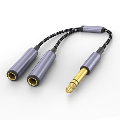 1/4" Splitter Cable, TRS to Dual 1/4" TRS Stereo Y Adapter, High-Fidelity Sound, Durable Aluminum Alloy Shell for Studio, DJ, Headphones, Live Sound Systems-12inch - style: TRS to Dual 6.35mm Female