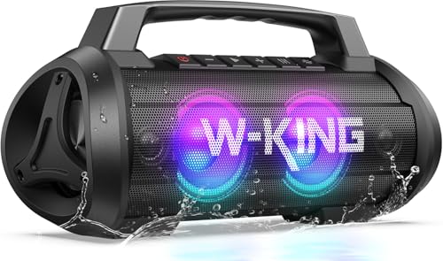 W-King Portable Bluetooth Speaker, 120W Peak Loud Bass Boombox Outdoor - style: D10