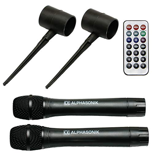 10" Portable Rechargeable Battery Powered 1000W Pro DJ Amplified Loud Speaker with 2 Wireless Microphones Echo Bluetooth USB SD Card Aux MP3 FM Radio PA System LED Ring Karaoke Tripod Stand - style: 10” with Rechargeable Battery