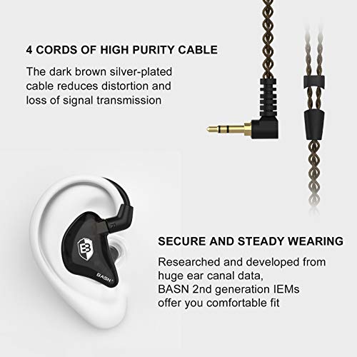 BASN USB/XLR SL2000 Dynamic Microphone and Bsinger 2nd Generation Dual Dynamic Drivers in Ear Monitor Headphones Set for Podcast, Live Streaming, Gaming Recording